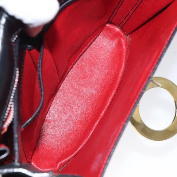 CELINE Shoulder Bag Leather Black Gold Auth - Picture 10 of 16